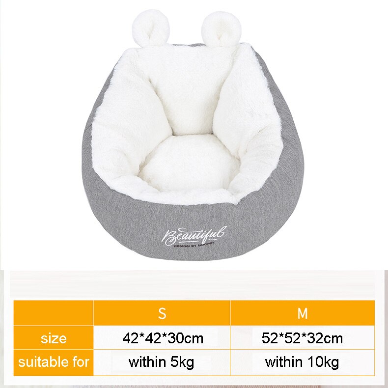 Cama para gatos Hoopet, casa para mascotas, casa para perros, banco para gatos, productos de algodón para mascotas, casa de invierno acogedora y confortable para cachorros: Gray 3 / M