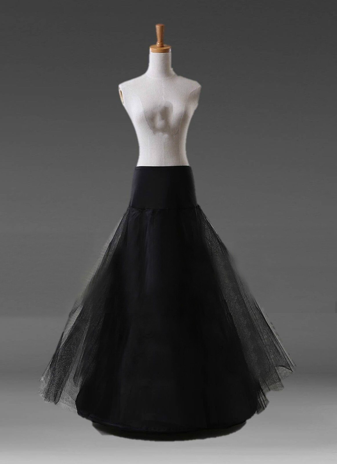 Petticoat Een Lijn 1-Hoop 2-Layer Cerceau Petticoat Onderrok Bridal Hoepelrokken Voor Trouwjurk In voorraad: Black