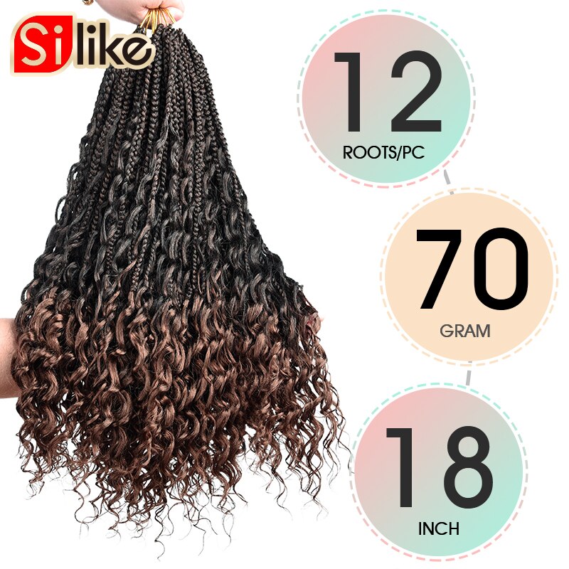 18 Inch Crochet Box Braids 12Strands/lot Pre-looped Synthetic Braiding Hair Extension Messy Bohemian Braids For Black Women