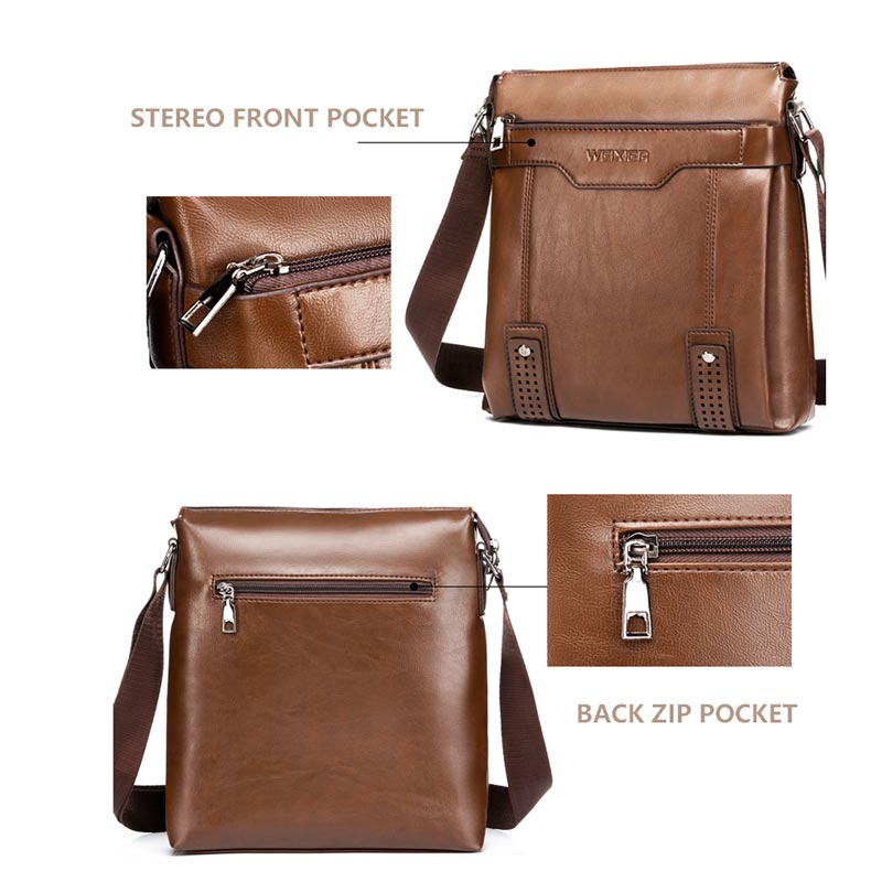 Sac à bandoulière en cuir à fermeture éclair pour homme, sacoche verticale de couleur unie, 2022