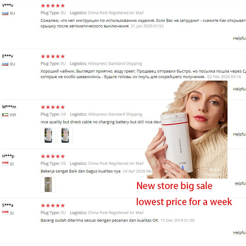 500ML Portable Fast Boiling Electric Kettle Travel Outdoor Water Bottle 304 Stainless Steel Insulable Water Boiler 220V