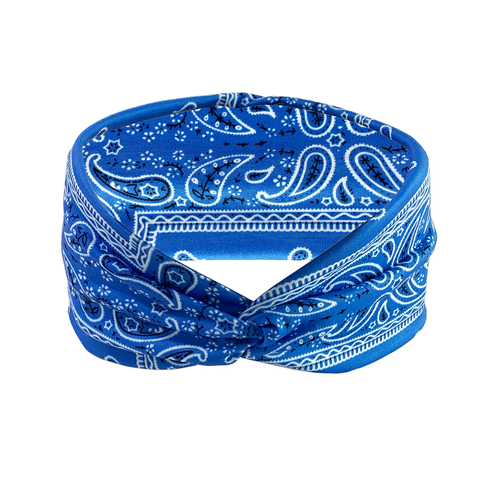 Fasce per la testa fascia per capelli con elasticità incrociata Bandana Stampa Avvolgente per la testa fascia sportiva di bellezza: Blu