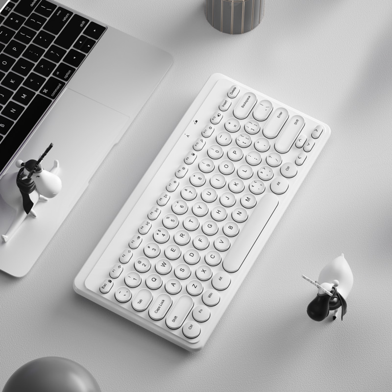 2,4G kabellos Tastatur Maus einstellen USB 79 Tastenkappen Stumm Mini kabellos Spielen Tastatur Maus Combo Für Bausatz PC Gamer Computer Laptop: Weiß Klaviatur
