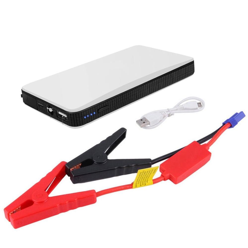 Démarreur de saut de voiture dispositif de démarrage Portable briquet batterie externe Booster chargeur de batterie Portable démarreur de voiture briquet: White