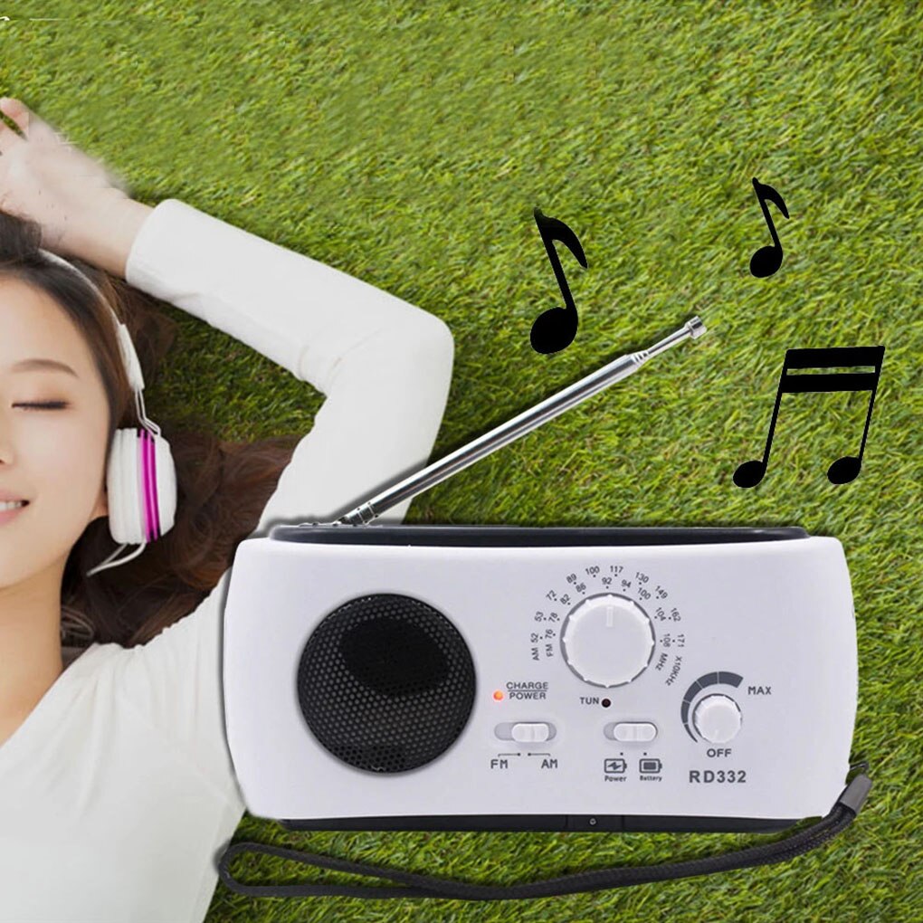 Hand Crank Generator FM/AM Emergency Radio 3 LED Light Portable Rechargeable Solar Powered Radio