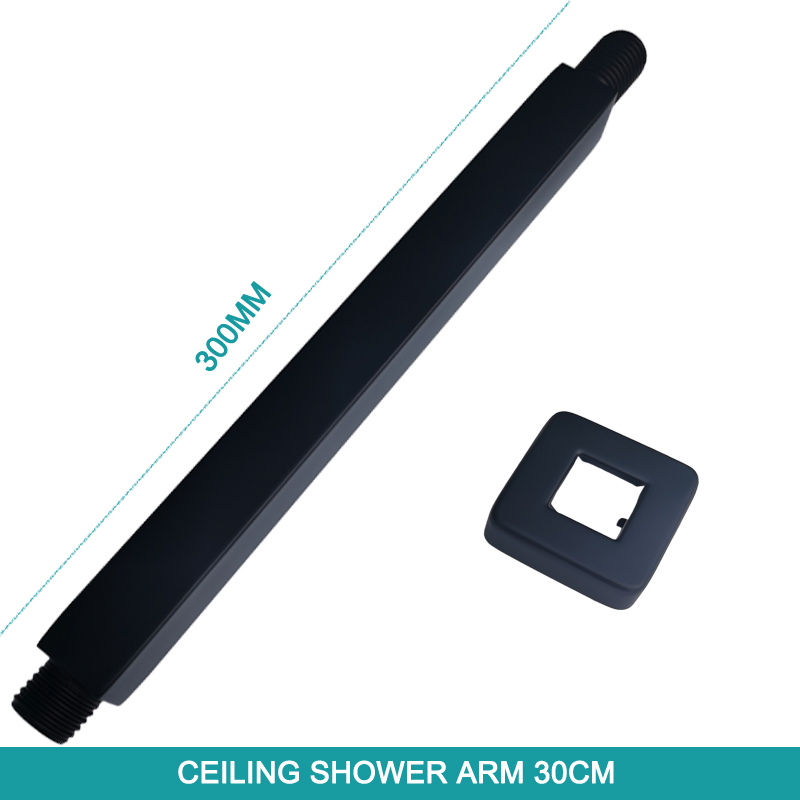 Badkamer Overhead Muur Plafond Gemonteerde Douche-Arm Top Hoofd Douche Mat Zwart Neerslag Badkamer Grote Vierkante Ronde Ovale Ovale: SA0005BK-86