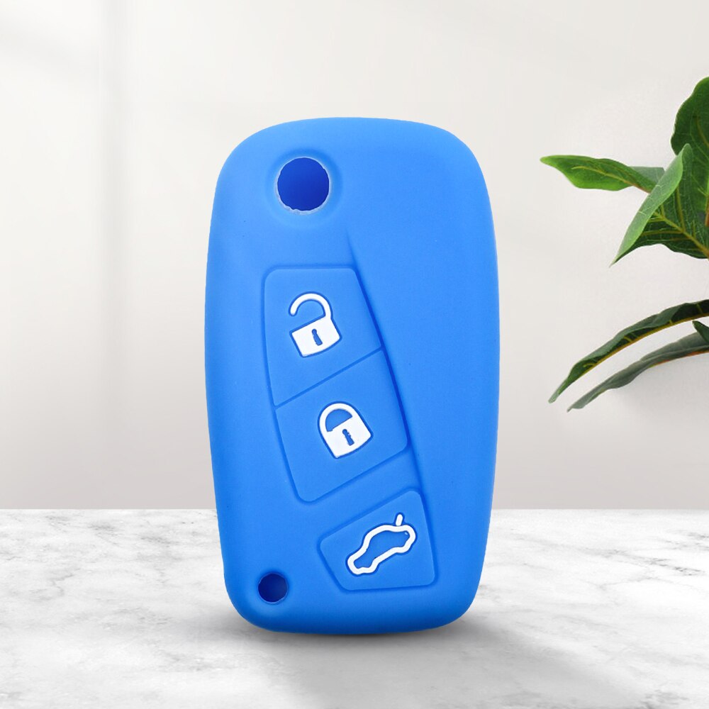 KEYYOU-Funda de goma de silicona para llave de coche, carcasa de 3 botones para FIAT, Panda, Stilo, Punto, Ducato, Doblo, Minibus, Grande, Bravo, 500 Fob