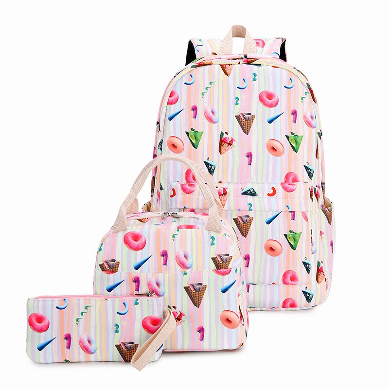 3 Teile/satz Schule Taschen für Teenager Mädchen Rucksack Frauen Regenbogen Gradienten Wasserdichte Oxford Schul Verbund Tasche: Stil 2