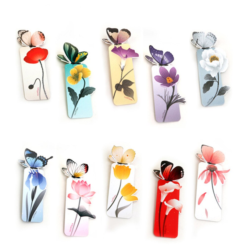 Marcapáginas 3D de mariposa, artículos de novedad libro de marcas Kawaii, Clip de papel para libros, para niñas, material de oficina escolar, 1 Uds.