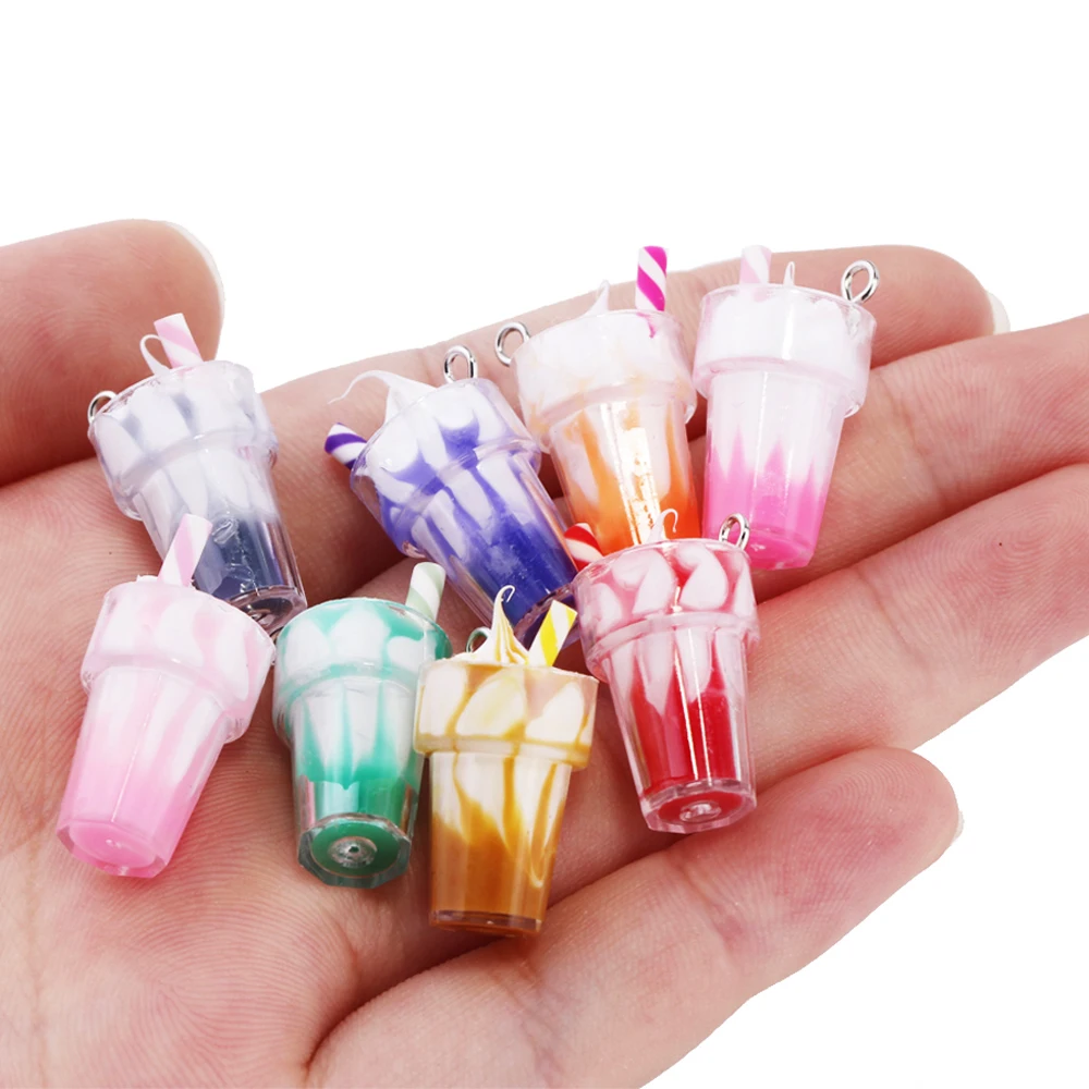 10 Stuks 15MM Ijs Hars Bedels Diy Bevindingen Kawaii 3D Telefoon Sleutelhanger Armbanden Oorbel Hanger Bedels Voor Sieraden maken: Licht Geel Goud Kleur