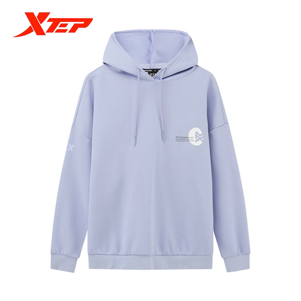 Felpa sportiva Xtep autunno inverno 2020 felpa con cappuccio allentata tendenza donna nuovo arrivo 880328050032: XXL / Light purple