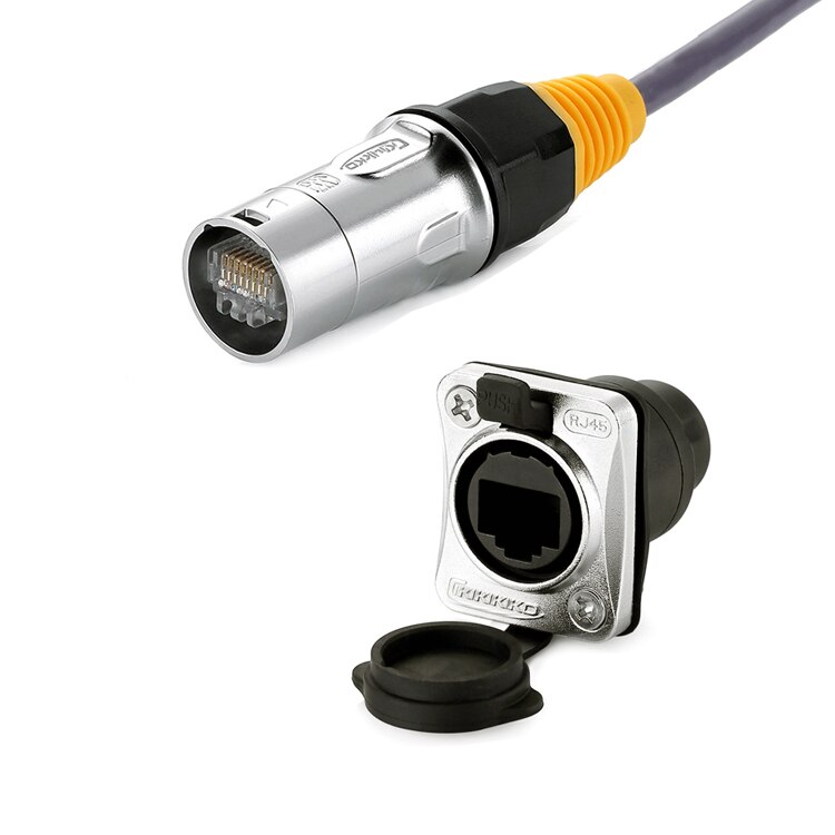 Ip67 nettverk  rj45 vanntette kontakter / ethernet  rj45 vanntette plugger + vanntett stikkontakt for utendørs ethernet