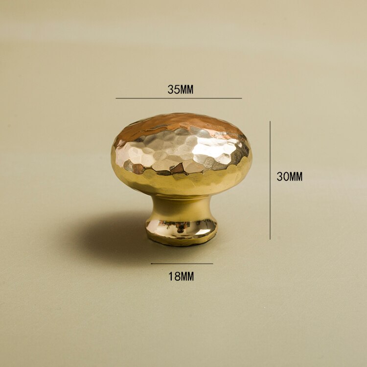 Hand Gehamerd Licht Luxe Paddestoel Messing Handvat Lade Kast Schoen Kastdeur Ronde Goud Enkel Gat Kleine Handvat: Zilver