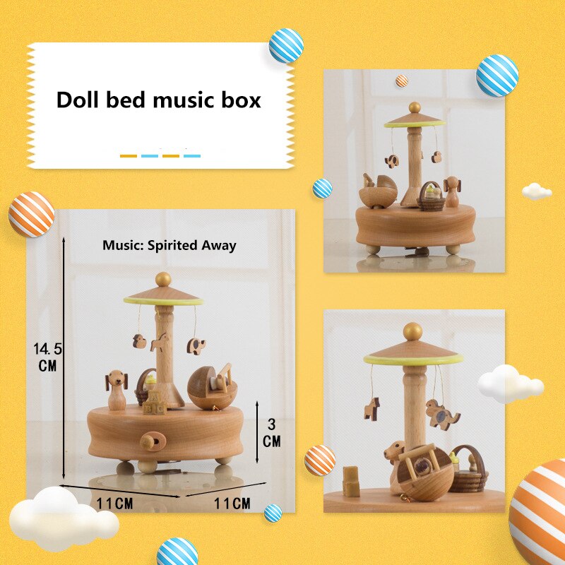 Wooden Music Box Musical Wooden Boxes Birthday Music Box Christmas Home Decoration Accessories: 12