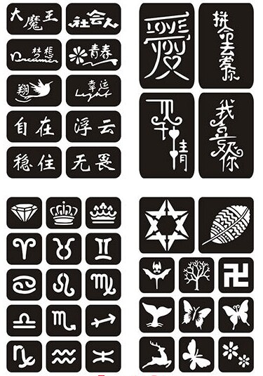 Pochoirs de Tatouage au henné pour enfants, femmes et hommes, aérographe réutilisable, modèles, décoration corporelle, fournitures de Tatouage: L13