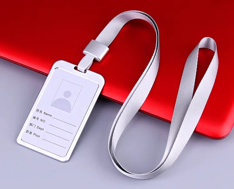 Card Holder Neck Strap with Lanyard Badge Holder Work ID Card Bus Business ID Holders Aluminum Alloy Card Holder Office Supplies: Watermelon Red