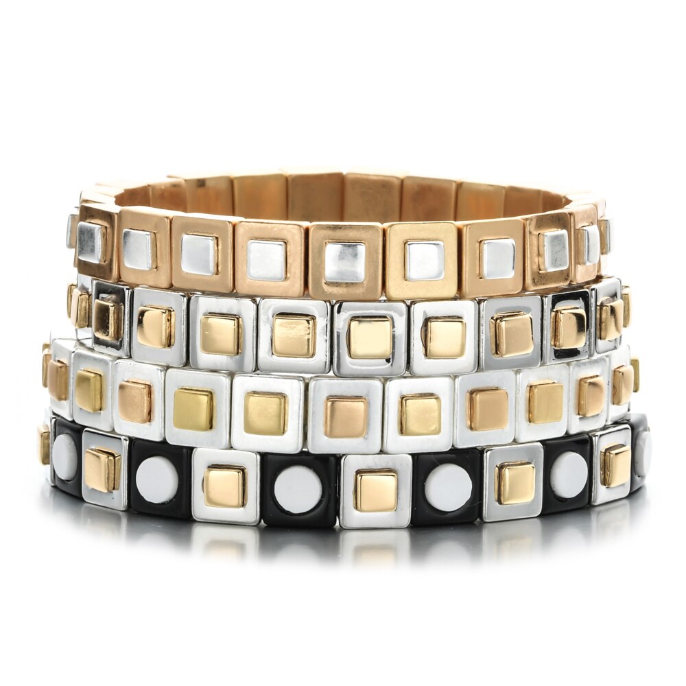 DIY Beads Enamel Tile Bracelet Pulseras Mujer Moda 2022 Bracelets Jewelry Women Bileklik Boho Rainbow Armband: A17