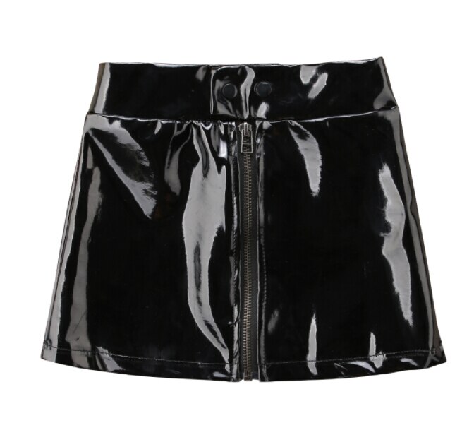 Pudcoco Peuter Baby Meisjes Cool Rits Rok Pailletten PU Lederen Mini Rok Outfits Zomer Bling Kleding: Black / 2T