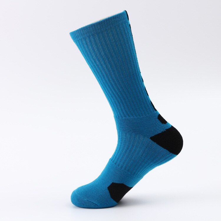 Männer Sport Basketball Socken schnell-trocken Lang Kompression Socken Ich bin Freien Sportlich Socken Rennen Radfahren socken: Blau mit Schwarz
