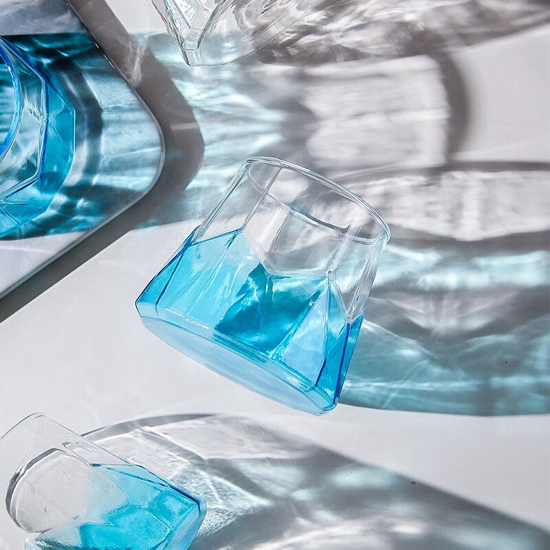 Iceberg Cup High Borosilicate Glass Coffee Milk and Cold Drink Simple Personality Transparent Blue Glass Cup