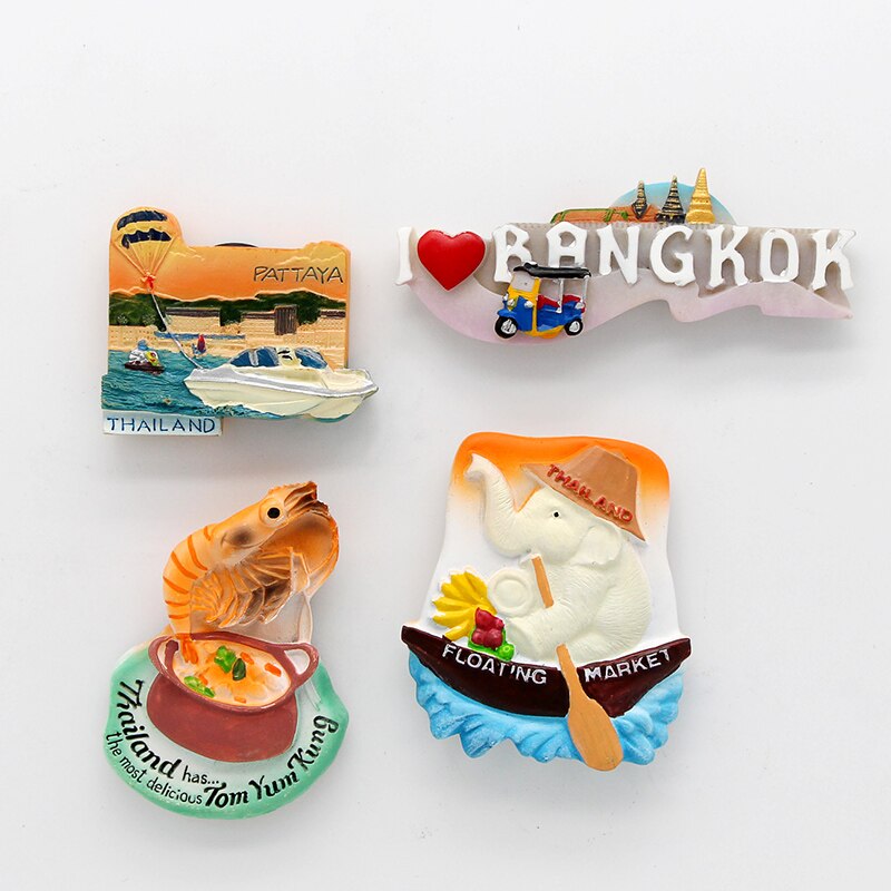 Thailand Pattaya elephant Shrimp soup 3D magnetic refrigerator paste souvenir Bangkok fridge magnets Collection home decoration