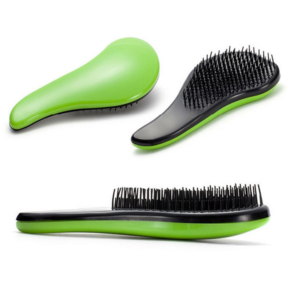 Mango de cepillo mágico antiestático para el pelo peine para desenredar, ducha, electrochapado, peine de masaje, utensilio de peluquería: green