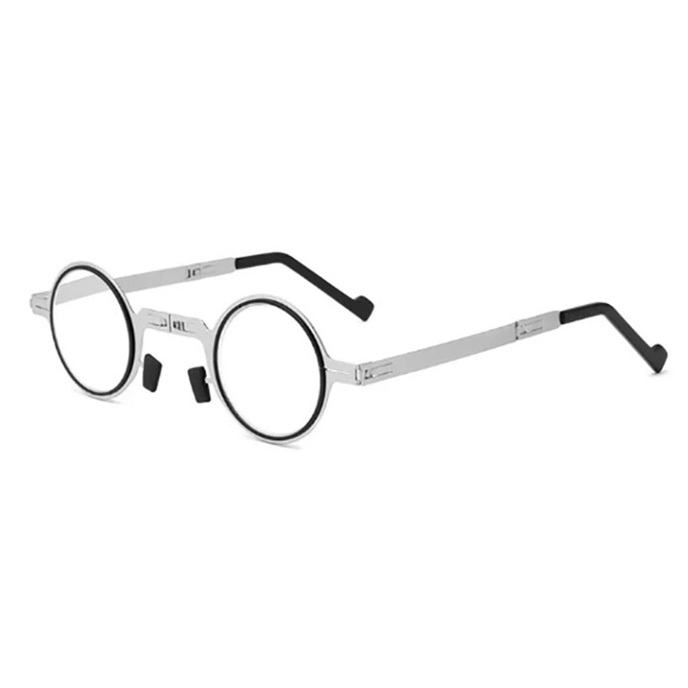 Lunettes de lecture rondes et pliantes en métal pour hommes, lumière bleue, monture étroite pour ordinateur