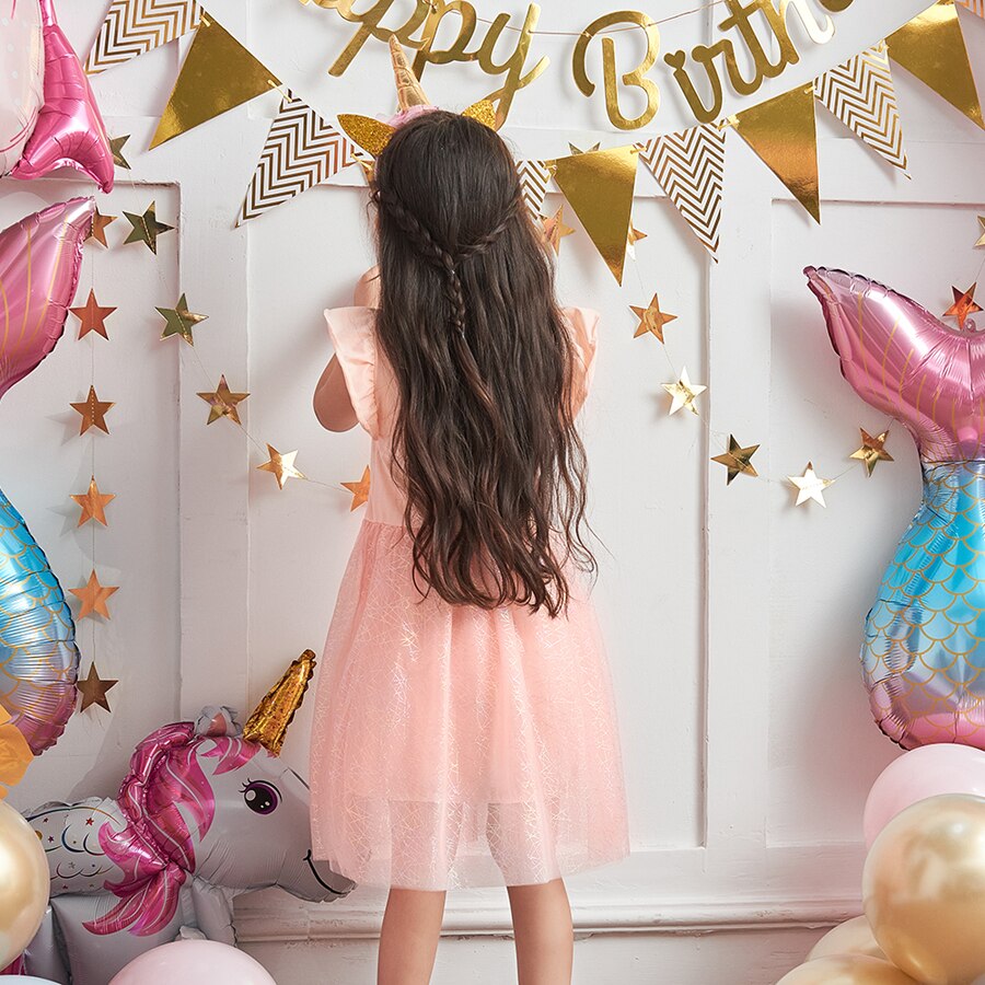 Flying Sleeve Princess Dresses Robe Enfant Fille Toddler Girl Clothes Fluffy Vestidos Unicorn Dress For Birthday Disfraz Gown