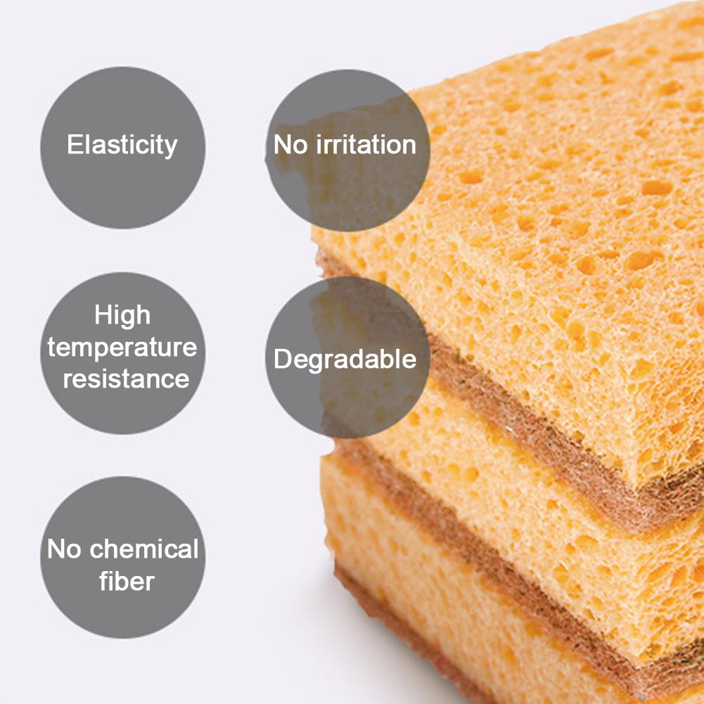 Dishwashing Sponges Multifunctional Kitchen Tool Compound Scouring Natural Wooden Multifunctional Pulp Cotton Sponge Dishwashing