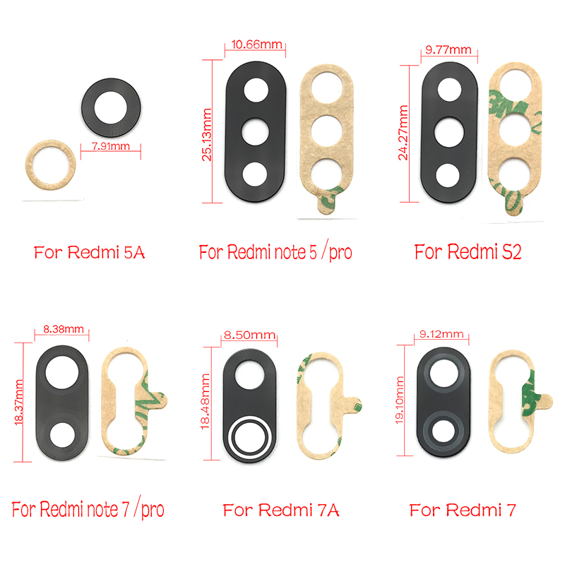 2 Pz/lotto, obiettivo di Vetro della Fotocamera Posteriore posteriore Con Colla Per Xiaomi Redmi 6 7 8 6A 7A 8A S2 5A 6A Nota 6 7 8 K20 Pro Per Xiaomi Mi 9T Pro