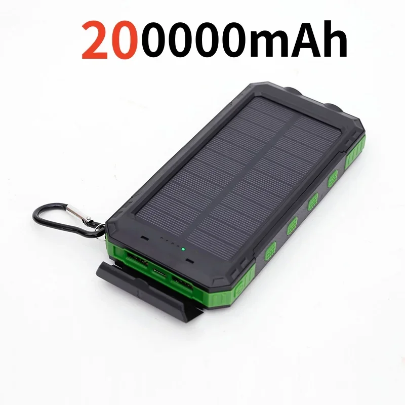 200000 mAh Solar- Energie Bank draussen Tragbare Ladegerät Wasserdichte Externe Batterie Dual USB Ladung Powerbank LED Licht Neue: grau