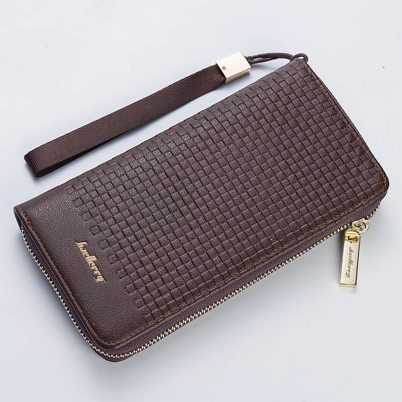 Luxury Brand Men Purse Clutch Bag Male Long Wallets Casual Zipper Coin Purses Big Capacity Men's Wallet MWS199: Coffee