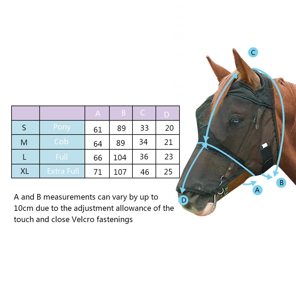 Suministros para mascotas máscara de malla desmontable para caballos con cubierta Nasal máscara para moscas de caballo máscara de cara completa para nariz antimosquitos con cremallera