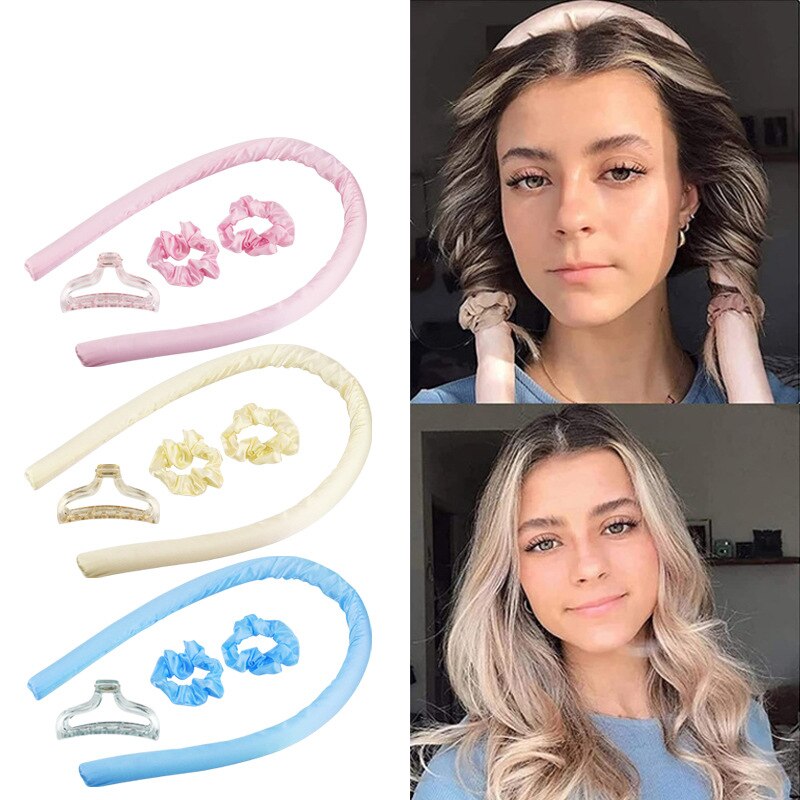 Wysokiej jakości jedwab pianka Curling Rod z klipsem miękka opaska nieopalany loki spania wstążka wałki do włosów narzędzia do stylizacji włosów DIY