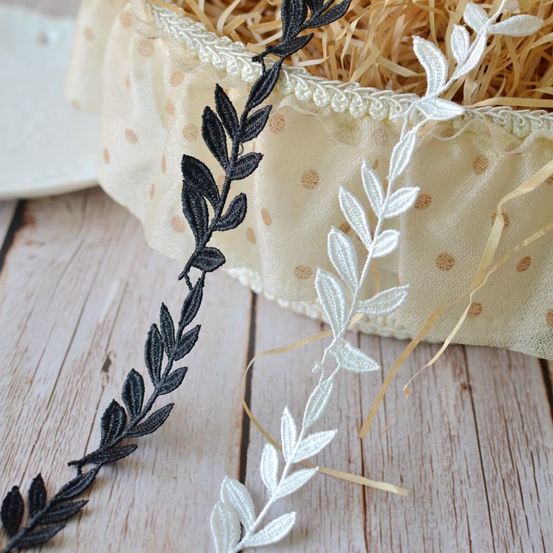 Encaje de hoja bordado Soluble en agua, corte de velo de boda, DIY, RS2647, 5 yardas/lote