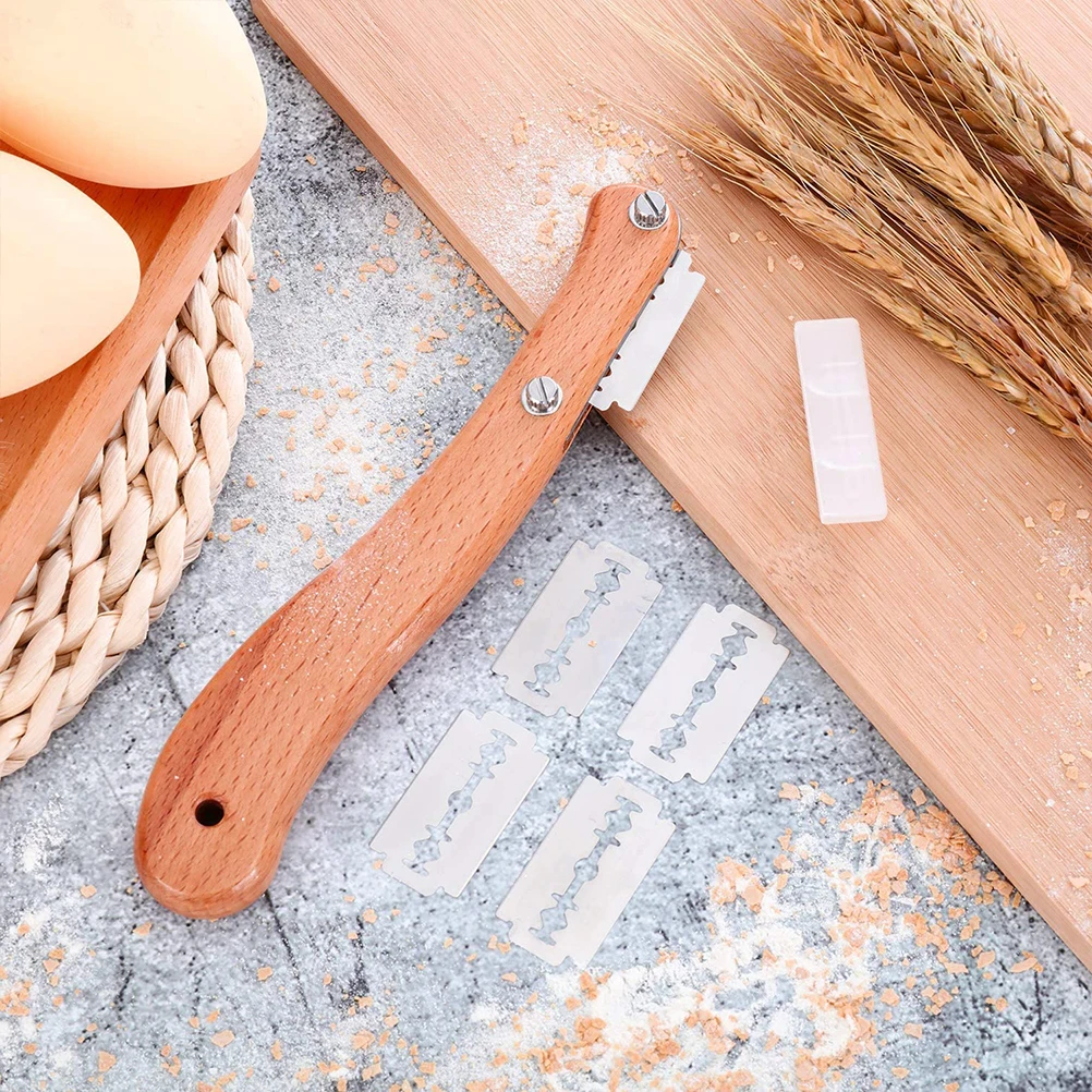 Brotermesser mit Holzgriff, Schneidmesser, Formmesser, Brotschneidemesser mit 5-Klingen, europäisches Brotschneiden