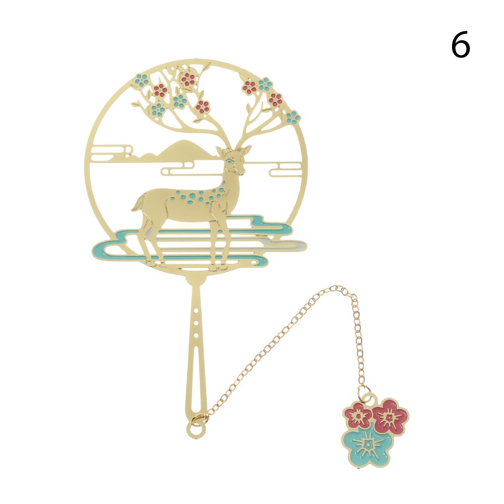 Chinese Style Retro Metal Bookmark Peacock Panda Pendant Hollow Bookmark Book Tassel Pagination Mark Stationery Supply: 6