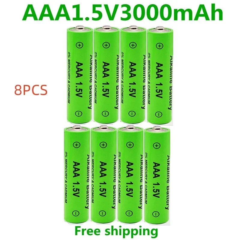 Aa- og aaa-batterier, 1.5v oppladbare batterier, 3000 mah alkalisk batteri for fjernkontrollmus, datamaskiner, lekeklokker