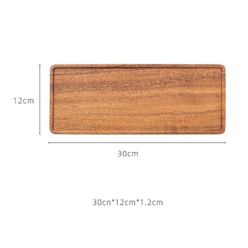 Zwarte Walnoot Rechthoek Houten Thee Dienblad Tafel Plaat Snacks Voedsel Opslag Schotel Voor Hotel Thuis Dienblad Moderen: 30 x 12 x 1.2cm