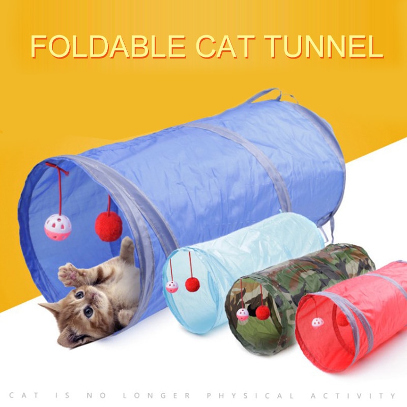 1pcs Pet Cat Tunnel 2 Holes Play Tubes Balls Collapsible Crinkle Kitten Toys pet supplies