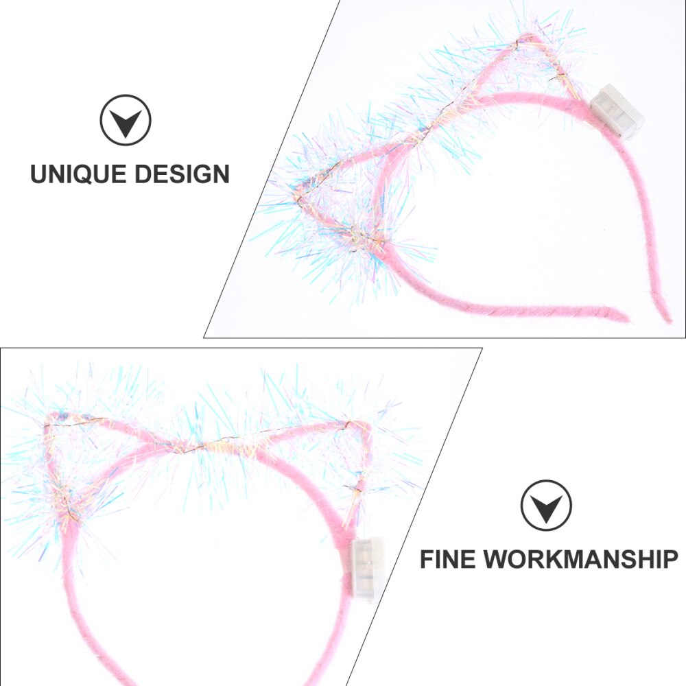 5PCS Headband Durable Attractive Golden Chic Luminous Silk Headband Cat Ear Head Band Decoration for Adults