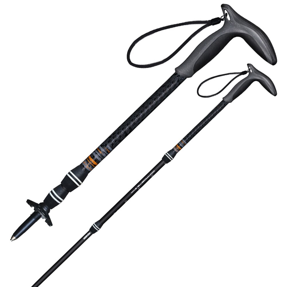 Carbon Fiber Internal Lock T Curved Handle Trekking Pole Walking Outdoor Walking Stick XD88