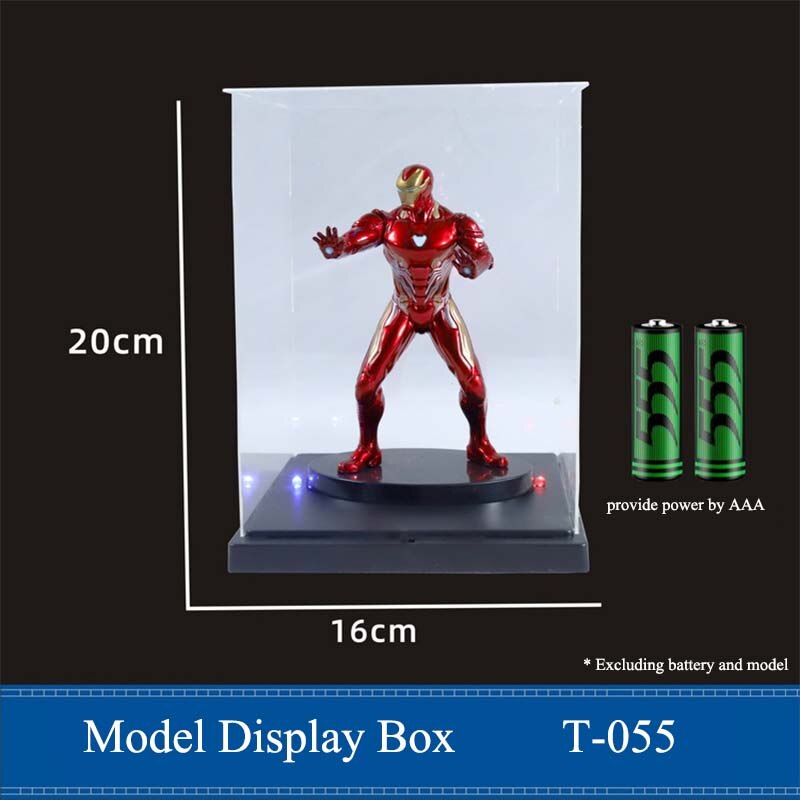 Clear Acrylic Model Display CaseBlack Base Dustproof Protection Model Toy Show Box: 20x16cm