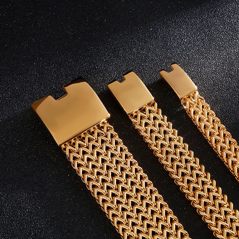Fongten Mesh Link Chain Armband Mannen Punk Vintage Metalen Roestvrij Staal Mens Wrist Band Charme Brede Armbanden Sieraden