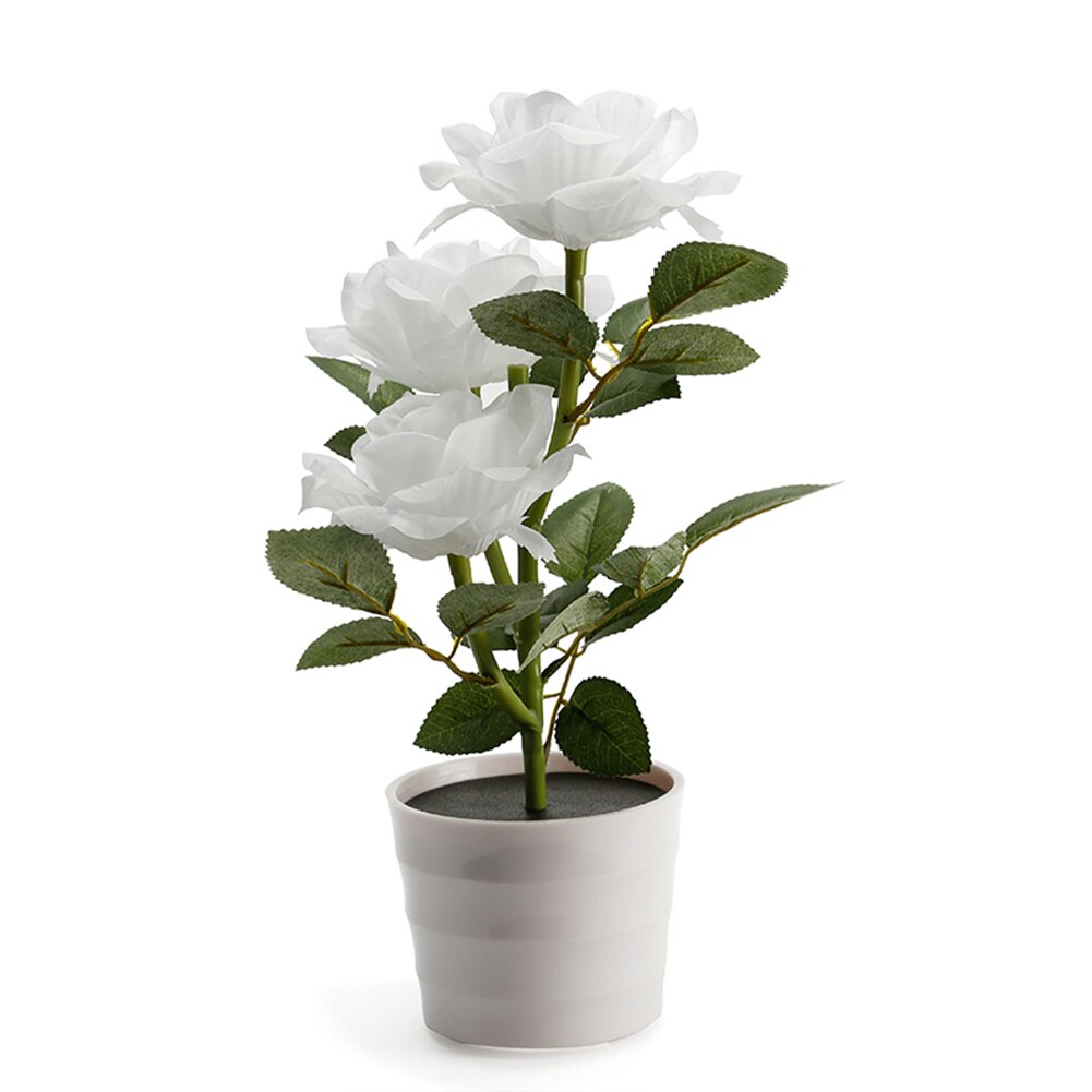 Solar- angetrieben Rasen Garten Balkon Hause Schlafzimmer LED Rose Dekorative Tisch Lampe Künstliche Anlage Nacht Blume Topf