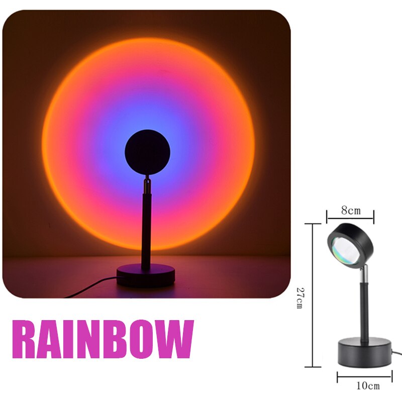 Applique murale à Led avec projecteur de couleur arc-en-ciel et USB, luminaire décoratif d'intérieur, idéal pour un salon ou une chambre à coucher: 8cm Rainbow