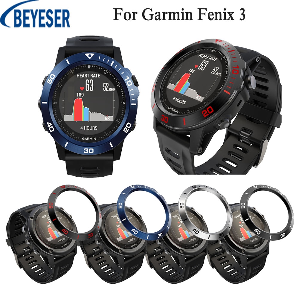 Styling sport smart klocka band skyddande tillbehör ersättning för garmin fenix 3 rostfritt stål ring ring i metall