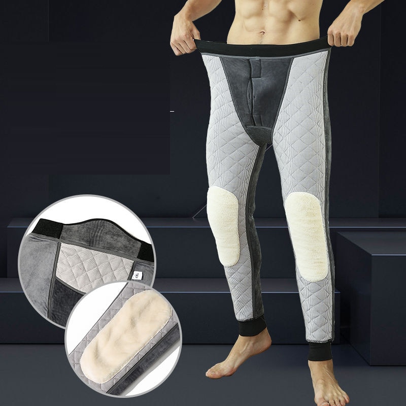 Talvi lämpimät housut miesten yksiväriset lämpimät legginsit miesten plus sametti paksu polvisuojat puuvilla mukava lämpö alusvaatteet bo