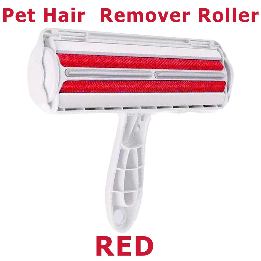 Pet Hair Roller Remover Pluizenborstel 2-Way Hond Kat Kam Tool Handig Schoonmaken Hond Kat Bont Borstel Base meubelen Sofa Kleden: Rood