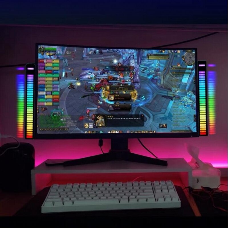 3D 40LED Voice APP Control Stereo Music Spectrum LED Light Audio Level Indicator Amplifier VU Meter Car Player Atmosphere Lamps